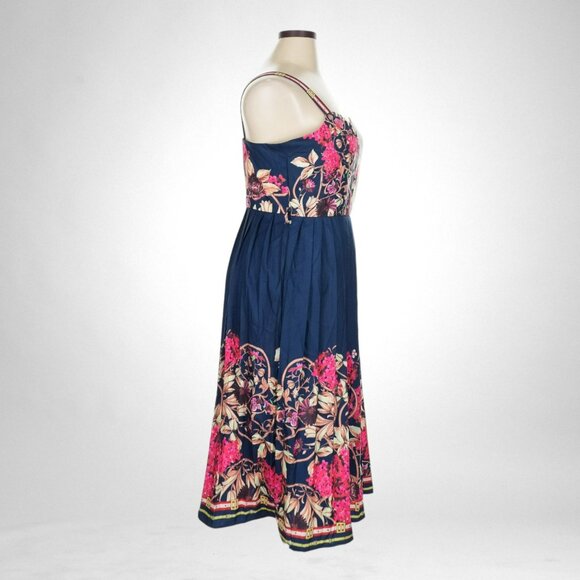 Dahlia MacPhee XL Women's Cocktail Dress Sleeveless Midi Pleated Pink Blue - Picture 5 of 6